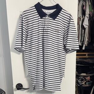 Columbia Navy and White Striped Polo Shirt
